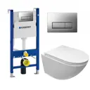 Комплект 3 в 1 инсталляция Geberit Duofix UP100 с подвесным унитазом Cerutti Spa Sella aria CT7183, кнопка хром матовый