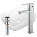Раковина накладная прямоугольная BAUEDGE Stil Pro 50x40см белая и смеситель Hotel Still выпуск клик-клак белый