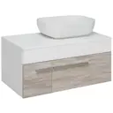 Тумба с раковиной Runo ВУДЛАЙН 85 подвесная цвет скандинавский дуб раковина CUATRO 49см с донным клапаном