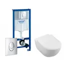 Комплект 3 в 1 инсталляция Grohe Rapid SL с подвесным унитазом Villeroy & Boch Subway 2.0 5614R201 кнопка Skate Air 425915