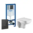 Комплект 3 в 1 инсталляция Grohe Rapid SL 38721BL1 с подвесным унитазом WeltWasser Kehlbach 004 GL-WT, кнопка черная матовая