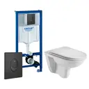 Комплект 3 в 1 инсталляция Grohe Rapid SL 38721BL1 с подвесным унитазом WeltWasser Baarbach 004 GL-WT, кнопка черная матовая