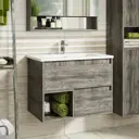 Тумба под раковину Misty Темза УТ000010493 75см с раковиной цвет темно-серый