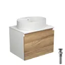 Тумба под раковину Bauedge Blackwood BD2518 подвесная 60см с раковиной, цвет дуб, белый, черный