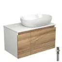Тумба под раковину Bauedge Blackwood BD2567 подвесная 80см с раковиной, цвет дуб, белый