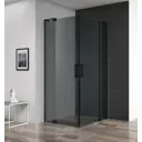 Душевой уголок Cezares SLIDER-AH-2-80/90-100/110-GRIGIO-NERO прямой 80x100см черный профиль эффект стекла тонированный