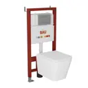 Комплект Bauedge инсталляция Bau pro унитаз подвесной безободковый Bau Stil Hurricane3 сиденье микролифт клавиша Bau Stil Gun Grey серый