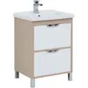 Тумба под раковину Aquanet Гретта (Exclusive) 60 светлый дуб белый, 2 ящика