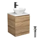 Тумба Bau Dream Blackwood 50 SD3099. раковина Crystal 40x40. смеситель для раковины высокий Hotel Black. черный. выпуск клик клак. черный