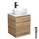 Тумба Bau Dream Blackwood 50 с дверцей SD3108, раковина Diamond D40, смеситель для раковины высокий Hotel Black, черный, выпуск клик клак, черный