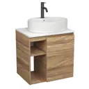 Тумба Bauedge Bau Dream Blackwood 60 правая раковина BAU Nimb 51x41 белая смеситель Hotel Dream Black нерж. сталь черный