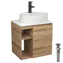 Тумба Bauedge Bau Dream Blackwood 60 правая раковина BAU Nimb 51x41 белая смеситель Hotel Black черный выпуск клик клак черный