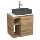 Тумба Bauedge Bau Dream Blackwood 60 правая раковина BAU Cerama 48x37 темно-серая матовая смеситель Hotel Dream нерж. сталь