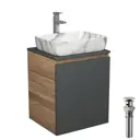 Тумба Bauedge Bau Dream Blackwood 50 графит раковина BAU Hotel 51x39 мрамор смеситель для раковины высокий Hotel Still выпуск клик клак хром