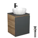 Тумба Bauedge Bau Dream Blackwood 50 графит раковина BAU Diamond D40 смеситель для раковины высокий Hotel Black черный выпуск клик клак черный