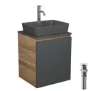 Тумба Bauedge Bau Dream Blackwood 50 графит раковина BAU Cerama 48x37 темно-серая матовая смеситель Hotel Dream нерж. сталь выпуск клик клак белый