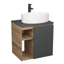 Тумба Bauedge Bau Dream Blackwood 60 правая графит раковина Nimb 50x36 смеситель для раковины высокий Hotel Black черный