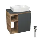 Тумба Bauedge Bau Dream Blackwood 60 правая SD4360, графит, раковина Cerama 48x37 белая, выпуск клик клак черный