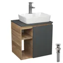 Тумба Bauedge Bau Dream Blackwood 60 правая SD4361 графит раковина Cerama 48x37 белая смеситель Hotel Still выпуск клик клак хром