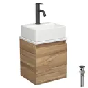 Тумба Bauedge Bau Dream Blackwood SD4408 35 с ящиком раковина BAU Cerama Mini 33x28 белая смеситель Hotel Dream Black черный
