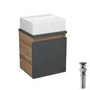 Тумба Bauedge Bau Dream Blackwood 35 с ящиком графит раковина Cerama Mini 33x28 белая выпуск клик клак черный