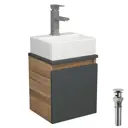 Тумба Bauedge Bau Dream Blackwood 35 с ящиком графит раковина Cerama Mini 33x28 белая смеситель Hotel Still нерж. сталь выпуск клик клак хром