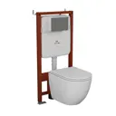 Комплект инсталляции Bauedge Bau Ideal E458103-BL0001-HQ3-E00114, с унитазом безободковым Dream Hurricane3 клавиша Round Gun gray