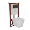Комплект инсталляции Bauedge Bau Ideal E458103-BS0001-HQ3-E00103, с унитазом безободковым Stil Hurricane3 клавиша Strike, черная матовая