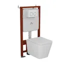 Комплект инсталляции Bauedge Bau Ideal E458103-BS0001-HQ2-E00116, с унитазом безободковым Stil 52x36 Hurricane-2 клавиша Round, белый/хром
