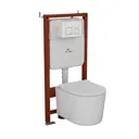 Комплект инсталляции Bauedge Bau Ideal E458103-NM0003-PRO-E00104, с унитазом безободковым Hotel Pro клавиша Strike, белая/хром