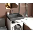 Раковина над стиральной машиной Bauedge Stil MRY0002 кварцевая в Комплект с выпуском и кронштейнами, серый металлик