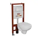Комплект инсталляции Bauedge Bau Pro Q111300-30745-Q00010, с унитазом Rio Luxe 52x35 клавиша из стекла белая