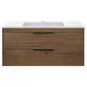 Тумба с раковиной из искусственного камня Vincea Chiara 2D T.Oak White 100см цвет коричневый