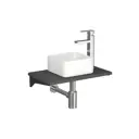 Комплект Bauedge: Столешница кварц 50 см раковина Bau Mini 24x24 смеситель хром Hotel Still выпуск и сифон Bau Dream хром BF1056
