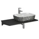 Комплект: Столешница Кварц 80 См С Кроншт Черн + Раковина Bau Stil Black White 50x40 Смеситель Хром Hotel Still Выпуск И Сифон Bau Nimb Хром