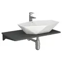 Комплект Bauedge: Столешница кварц 80 см раковина Bau Crystal 64x40 смеситель хром Hotel Still выпуск и сифон Bau Nimb хром BF1468
