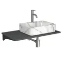 Комплект Bauedge: Столешница кварц 80 см раковина Bau Cerama 48x37 Смеситель Dream выпуск и сифон Bau Dream хром BF1528
