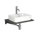 Комплект: Столешница кварц 60 см раковина BAUEDGE Cerama 48x37 Смеситель Dream выпуск и сифон BAUEDGE Dream хром BF1251
