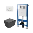 Комплект инсталляция и унитаз POINT Меркурий PN41831GM PN48378WG цвет кнопки Золотистый цвет чаши Серый
