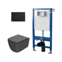 Комплект инсталляция и унитаз POINT Меркурий PN41831GM PN48384BM цвет кнопки черный цвет чаши Серый