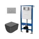 Комплект инсталляция и унитаз POINT Меркурий PN41831GM PN48389SB цвет кнопки Серый цвет чаши Серый