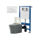 Комплект инсталляция и унитаз POINT Вега PN41711GM PN48482WC цвет кнопки хромированный цвет чаши Серый