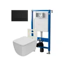 Комплект инсталляция и унитаз POINT Меркурий PN41831WM PN48519BM цвет кнопки черный цвет чаши белый