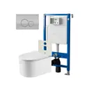 Комплект инсталляция и унитаз POINT Омега PN41902 PN48544SC цвет кнопки хромированный цвет чаши белый