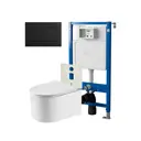 Комплект инсталляция и унитаз POINT Омега PN41902 PN48549BM цвет кнопки черный цвет чаши белый