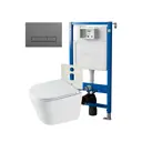 Комплект инсталляция и унитаз POINT Венера PN41071 PN48577GM цвет кнопки Серый цвет чаши белый