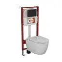 Комплект BAUEDGE NEO45700-BX0007-Q00015 6 в 1: инсталляция унитаз безободковый Myth Italy 53.5x34 сиденье дюропласт, кнопка Soul, черная матовая