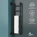 Полотенцесушитель водяной лестница Onix Classic Black Left 80x20 см боковая подводка 1/2" нержавеющая сталь цвет черный матовый