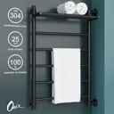 Полотенцесушитель водяной с полкой лестница Onix Classic Plus Black Right 80x50 см боковая подводка 1/2" нержавеющая сталь цвет черный матовый