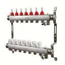 Коллекторная группа для теплого пола Sanext 8527-1 1"x3/4" евроконус 7 выходов нержавеющая сталь